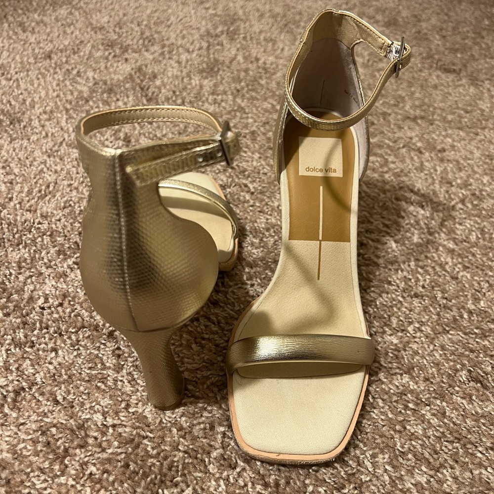 Only worn indoors once- Dolce Vita Jevana Heel-  Light Gold Metallic Stella
